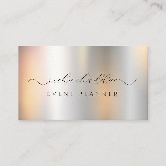  Faux Silver Metallic Elegant Unique  Business Card (Front)