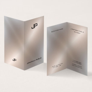 Faux Silver Metallic Look Elegant Modern Monogram Business Card