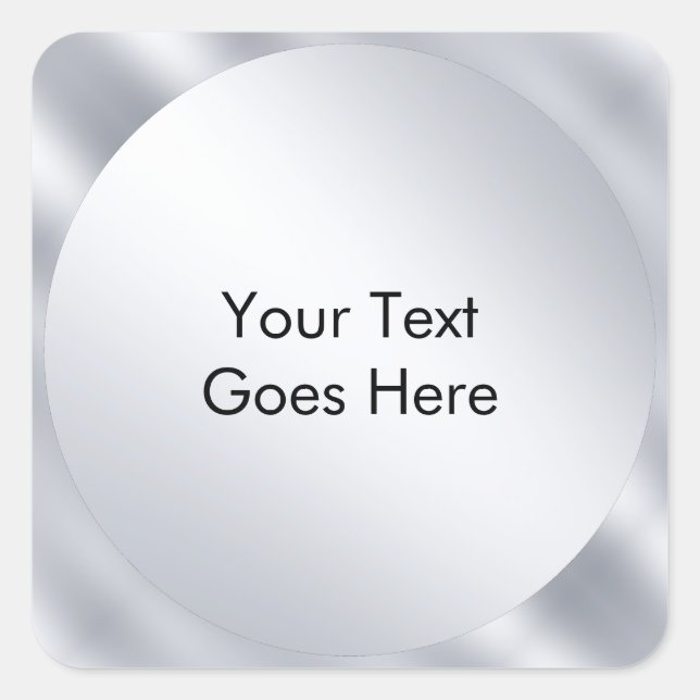 Faux Silver Modern Template Add Your Text Elegant Square Sticker (Front)