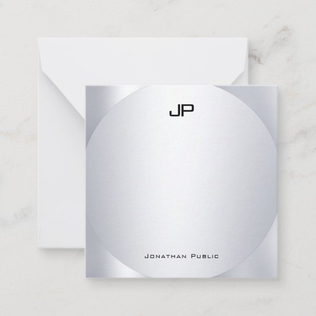 Faux Silver Monogram Personalised Elegant Template (Front)