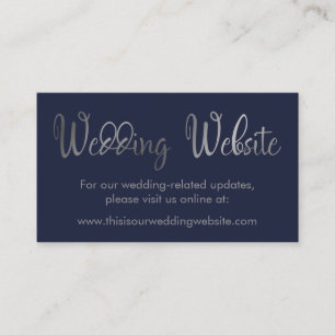 Faux Silver on Navy Wedding Website Insert Card