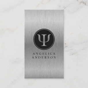 Faux Silver Psychologist Psi Symbol Business Card