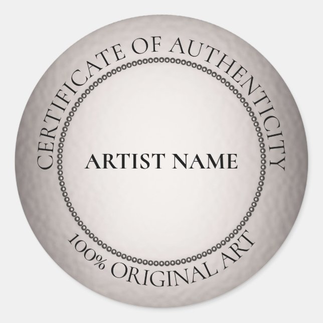 Faux Silver Seal Certificate of Authenticity Art (Front)