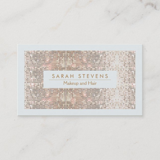 FAUX Silver Sequin Makeup and Hair Business Card (Front)