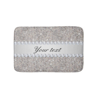 Faux Silver Sequins and Diamonds Bath Mat