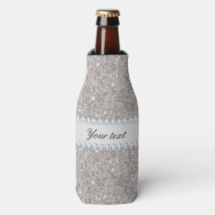 Faux Silver Sequins and Diamonds Bottle Cooler