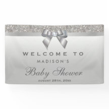 Faux Silver Sequins Diamond Bow Baby Shower