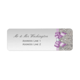 Faux Silver Sequins Lilac Bow and Diamond