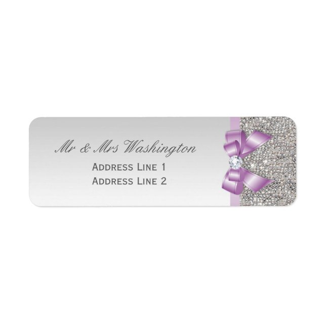 Faux Silver Sequins Lilac Bow and Diamond (Front)