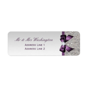 Faux Silver Sequins Purple Bow and Diamond