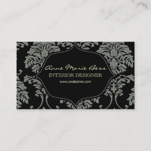 Faux Silver / Slate Damask/DIY background Business Card