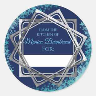 Faux silver stars from the kitchen of food gift classic round sticker