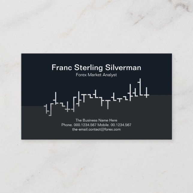 Faux Silver Stock Exchange Graph Futures Trading Business Card (Front)