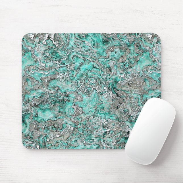 Faux Silver Teal Turquoise Minerals Agate Pattern Mouse Mat (With Mouse)