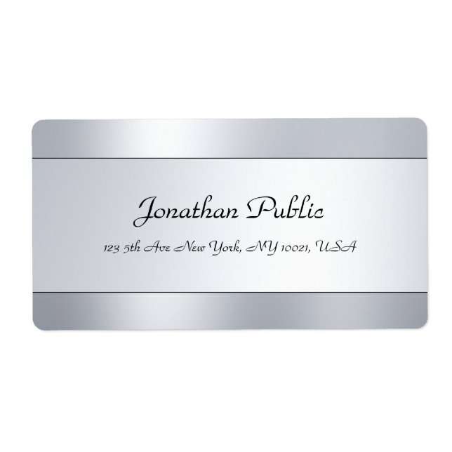 Faux Silver Template Modern Handwritten Script (Front)