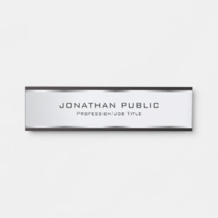 Faux Silver Trendy Customisable Simple Template Door Sign