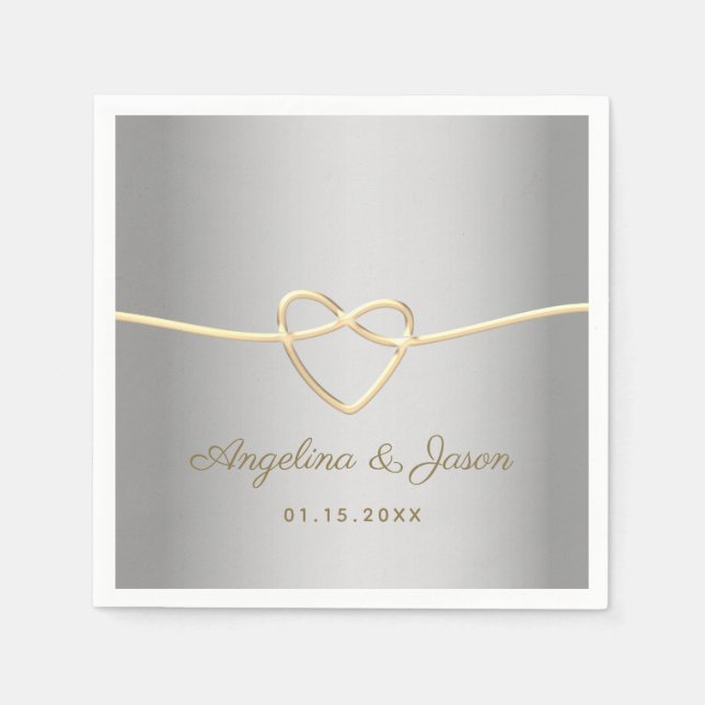 Faux Silver Wedding Napkin (Front)