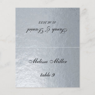 Faux Silver Wedding Place Card Printed Guest Name