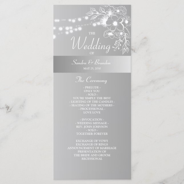 Faux Silver Wedding Program Programme (Front)