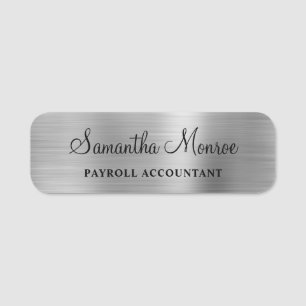 Faux Silvery Grey Foil Name Tag