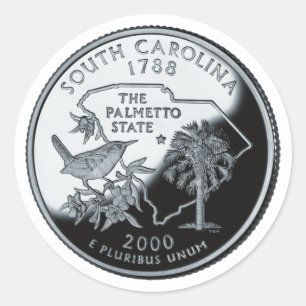 Faux South Carolina State Quarter Classic Round Sticker