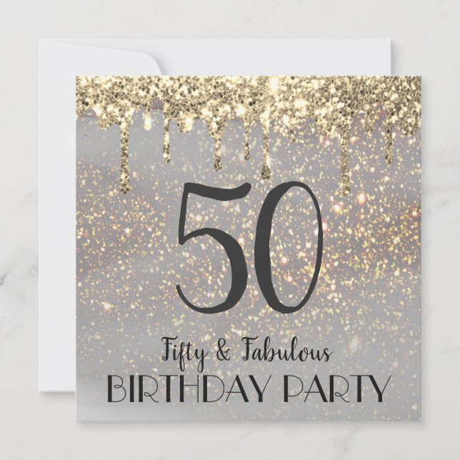 faux sparkle 50th birthday invitation (Front)