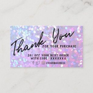 faux sparkle thank you discount card