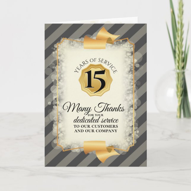 Faux sparkle universal employee anniversary card (Front)