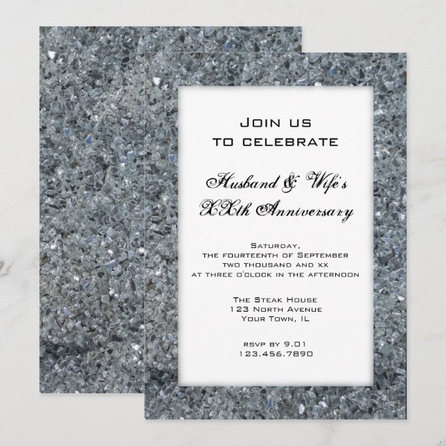 Faux Sparkle Wedding Anniversary Party Invitation (Front/Back)