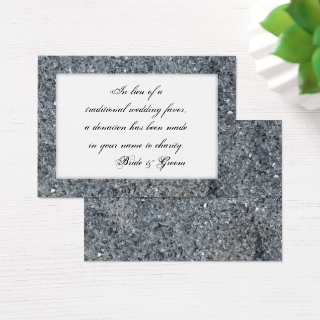 Faux Sparkle Wedding Charity Favour Card (Desk)