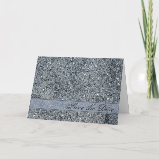 Faux Sparkle Wedding Save the Date Announcement (Front)