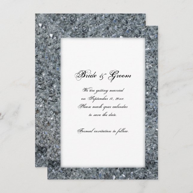 Faux Sparkle Wedding Save the Date Announcement (Front/Back)