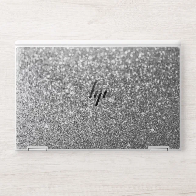 Faux Sparkling Bokeh Silver Grey Glitter HP Laptop Skin Zazzle