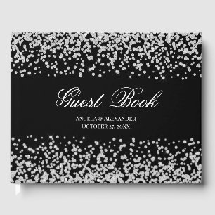 Faux Sparkly Diamond Black and White Personalised Guest Book