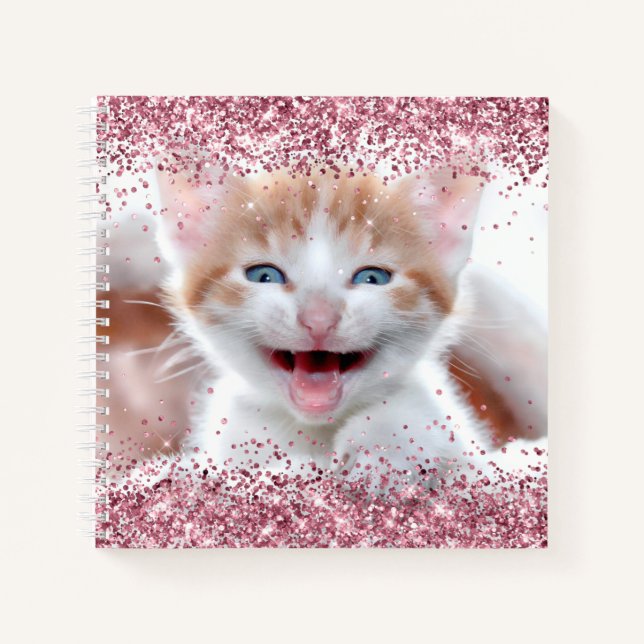 Faux Sparkly Pink Glittery Photo Drawing Notebook (Front)