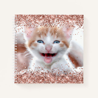 Faux Sparkly Rose Gold Glitter Edged Photo Drawing Notebook