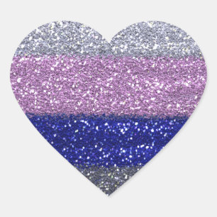 Faux Sparkly Silver Pink Blue Heart AH2010 Heart Sticker