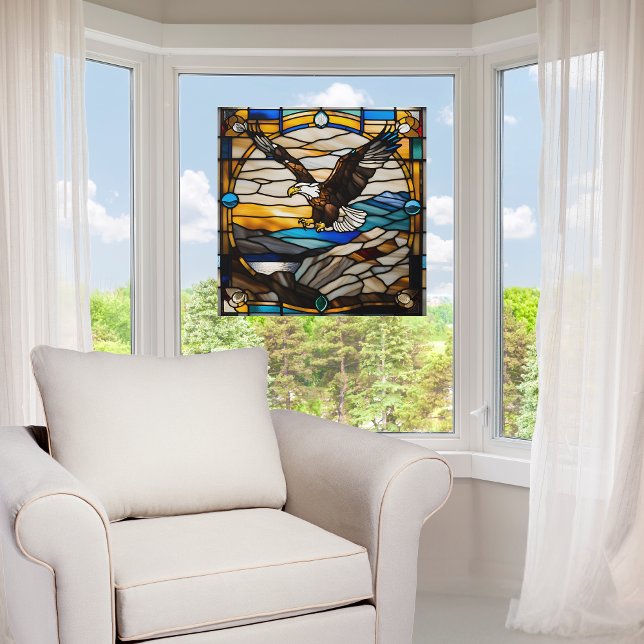 Faux Stained Glass Bald Eagle in Flight Window Cling (Creator Uploaded)