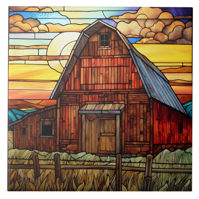 faux stained glass barn  tile (Front)