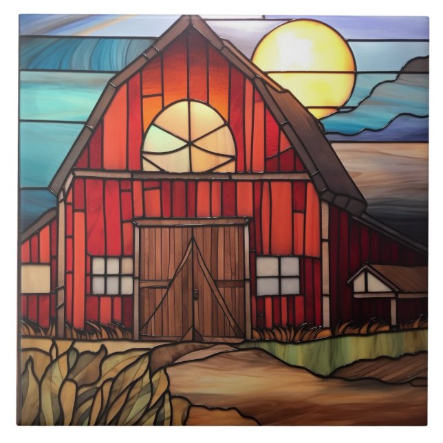 faux stained glass barn  tile (Front)