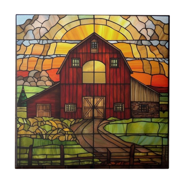 faux stained glass barn  tile (Front)