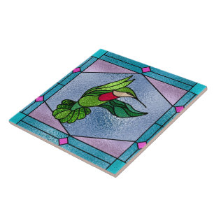 Faux stained glass bird tile