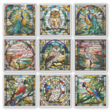 Faux Stained Glass Birds Collection