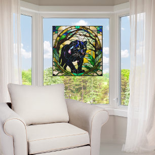 Faux Stained Glass Black Panther Window Cling