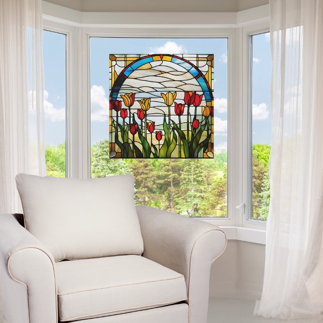 Faux Stained Glass Blooming Tulip Garden Window Cling (Creator Uploaded)