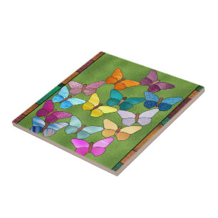 Faux stained glass butterfly tile