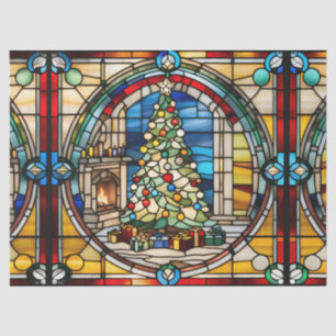 Faux Stained Glass Christmas Tree for Decoupage C Tissue Paper