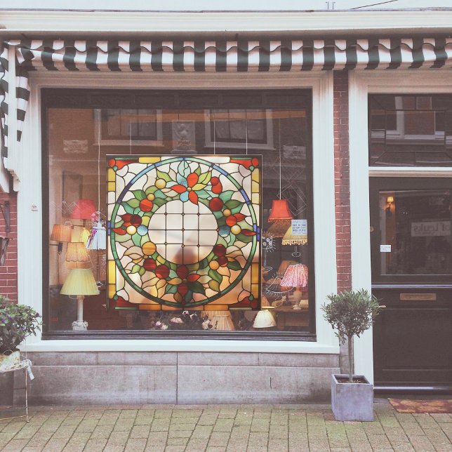 Faux Stained-Glass Christmas Wreath Large Window Cling (Creator Uploaded)