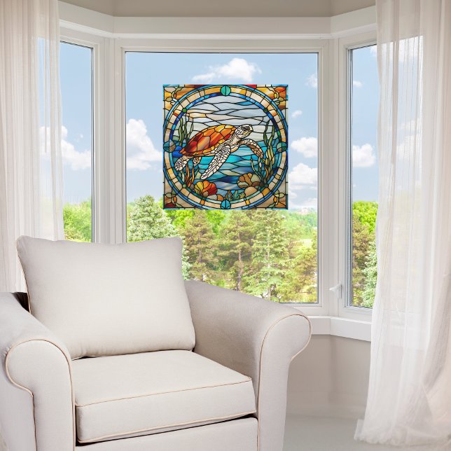 Faux Stained-Glass Customisable Sea Turtle Window  Cling (Creator Uploaded)