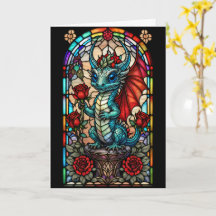 Faux Stained Glass Dragon with Rose